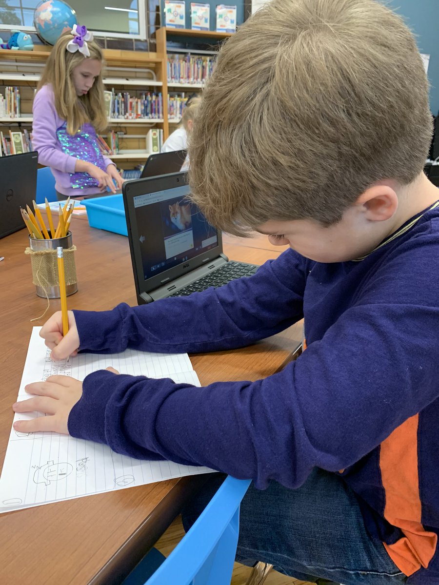 AmyPrickett's tweet photo. “What are you doing 3rd grade?”
“Just collecting information from an online source into my online journal, and using the text to write an informational paragraph...with citations!” #trussvillelearns #cesreads #ALLibraries https://t.co/to15byhqwn