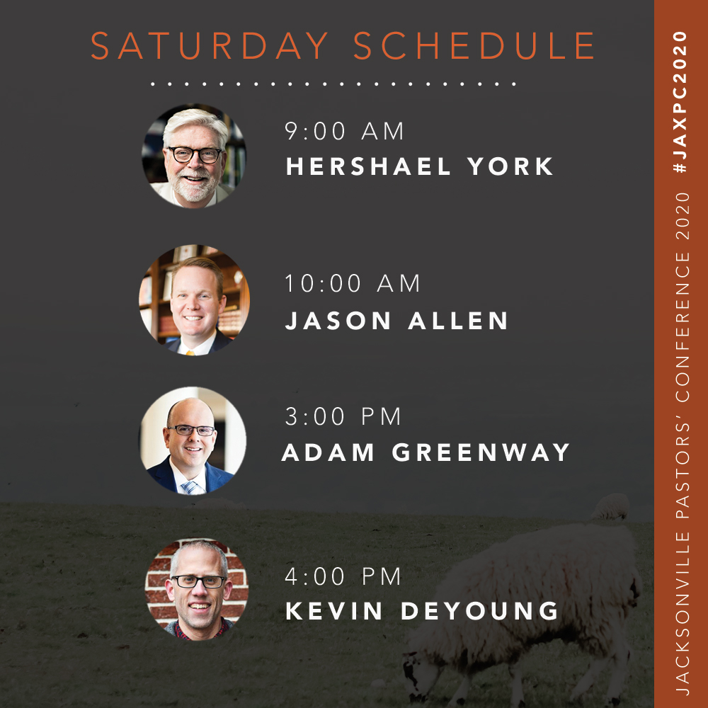 We've got an incredible lineup of speakers for today! Can't wait to hear from @hershaelyork, <a href="/jasonkeithallen/">Jason Keith Allen</a>, <a href="/AdamGreenway/">Adam W. Greenway</a> and <a href="/RevKevDeYoung/">Kevin DeYoung</a>! #JaxPC2020