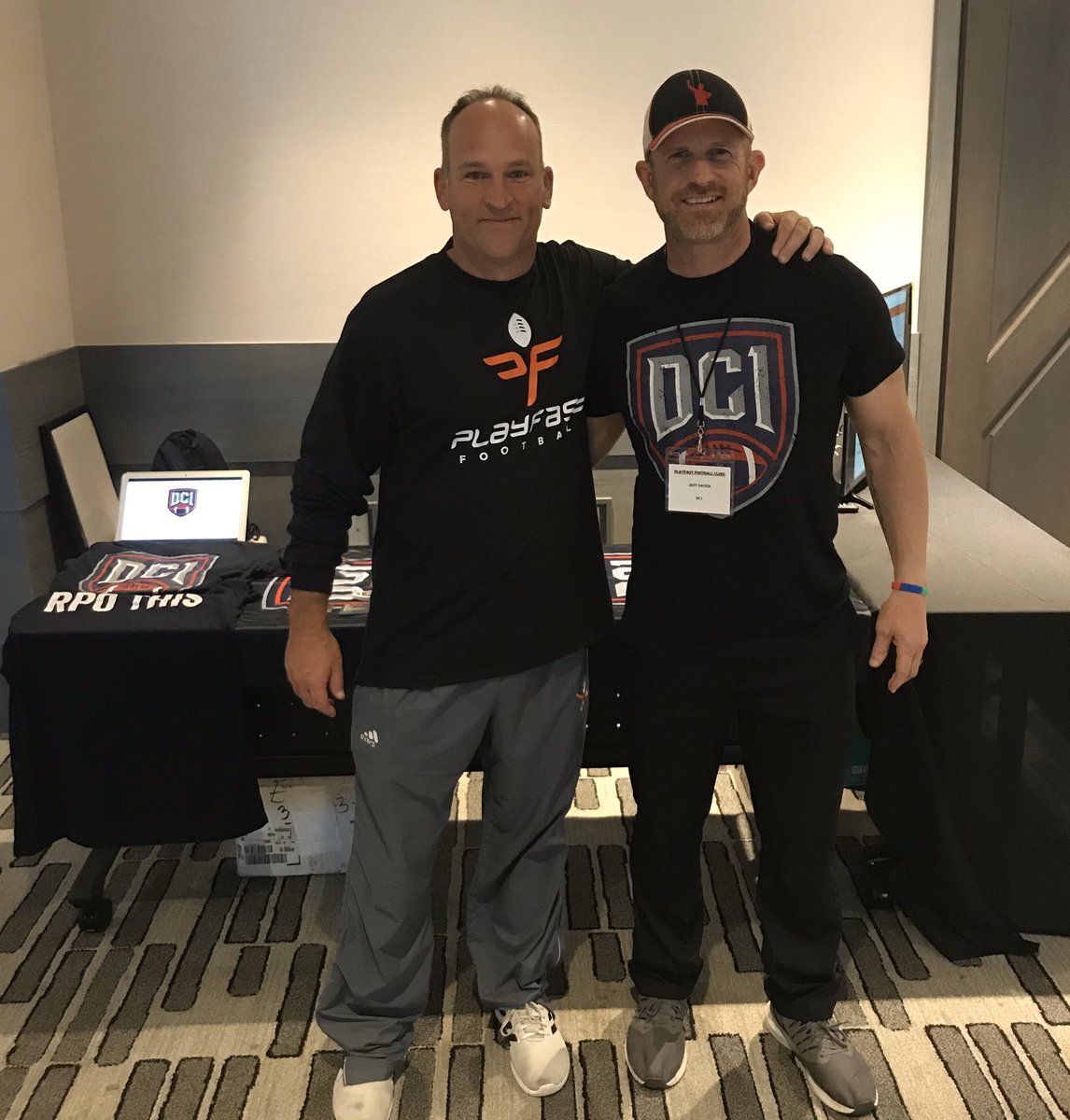 DefCoordinator1's tweet photo. What a great day to #PlayFast! DC1 is hanging with Florida’s finest and @CoachMac8740 at the PlayFast Football Clinic. Come check us out! #RPOThis https://t.co/oNNduk2Qf0