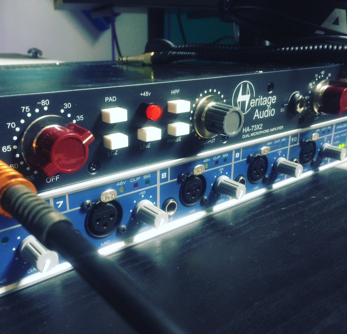 StudioKV62's tweet photo. New toys in the #Studio! #heritageaudio #ha73 #1073 #neveclone #mixing #master #rme #preamp #recordingstudio #cadillacbloodstudios #madeinspain https://t.co/VuxDxbheDt