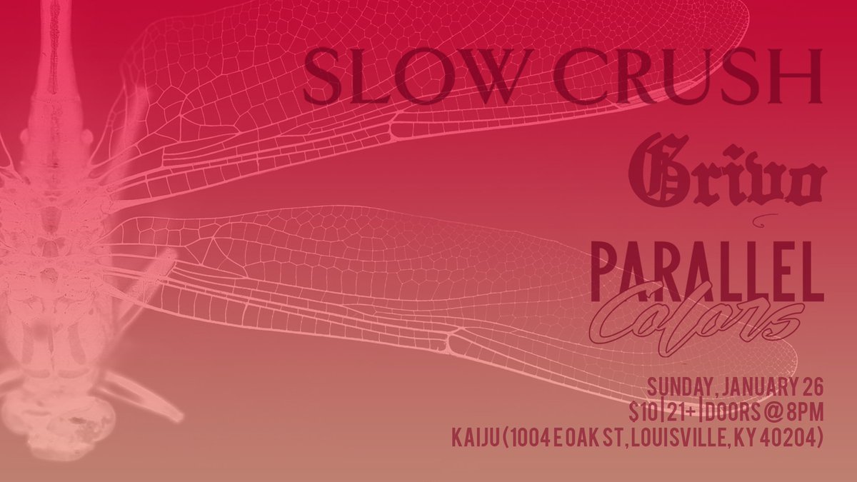 parallelcolors's tweet photo. Tomorrow at Kaiju with @grivoband and @slowcrushband. See you there.

https://t.co/BfOHInXpKv https://t.co/2gZhYH9KP8