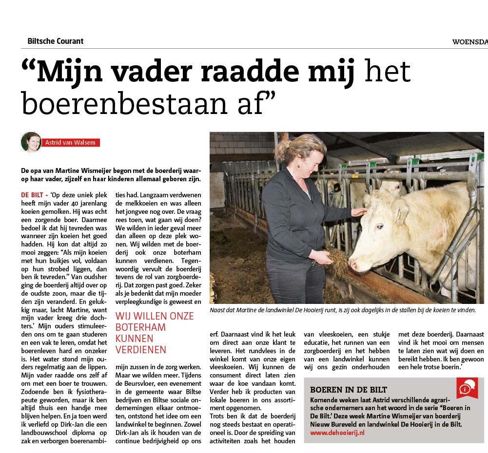 biltstroom's tweet photo. Mooi artikel in de serie "Boeren in De Bilt" van @BiltscheCourant  over Martine Wismeijer van @dehooierij. Ook daar in @GemDeBilt wordt "Groene stroom uit Biltse bron" opgewekt https://t.co/hJtqmUP18F