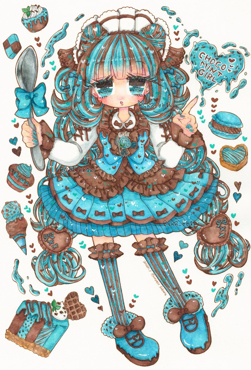 95 Off 手描きイラスト オリジナル チョコミント 女の子 ポストカード Www Anavara Com