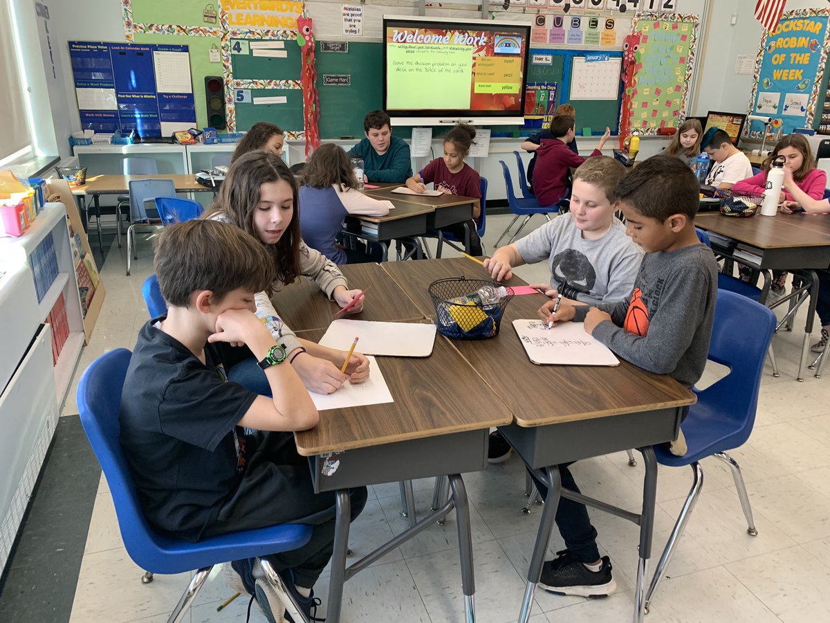 MrsRobbinsMath's tweet photo. 4th and 5th grade collaboration to help one another with long division. Love when students teach students! #DStherealdeal https://t.co/tzayXoG8WH