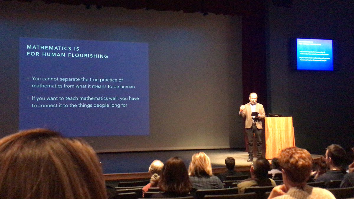Inspiring keynote from <a href="/mathyawp/">Francis Su - mostly posting at 🦋</a>. Basic human desires are required for flourishing: exploration, play, beauty, justice, freedom, community. What opportunities are you giving Ss to flourish in mathematics? #tcmmathrocks <a href="/NCSSM/">North Carolina School of Science & Mathematics</a> #slowmath math.hmc.edu/funfacts/