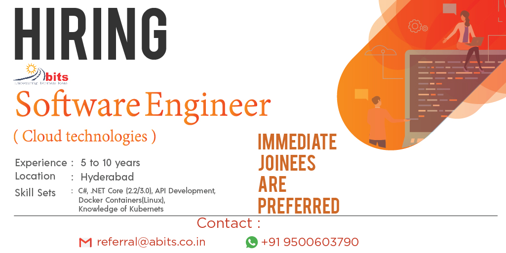 Apps_ITSolution's tweet image. ABITS is Hiring!!!

Job Role: Software Engineer
Job Location: Hyderabad
Years of Experience: 5 to 10 Years

#jobsinhyderabad #C# #.netcore #APIDevelopment #dockercontainers #linux #kubernets