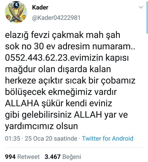 erdal_elibuyuk's tweet photo. #Deprem’in acısı yüreğimizi dağlamışken kışın zemheri soğuğunda Anadolu’muzun mert insanları içimizi ısıttı. Uzaktan yakından herkes bir çaba içerisinde. Bu kardeşliğimizi Allah daim eylesin.

#depremElazığ https://t.co/S1KJzcm3rS