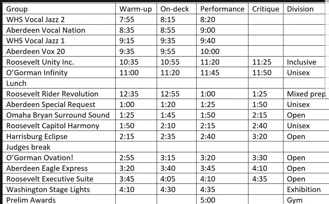 ClacoBOS's tweet photo. Unfortunately, Omaha Bryan has dropped out. There will be a break during their set performance time to allow all groups adequate time to warm up. https://t.co/UbRrgYd43g