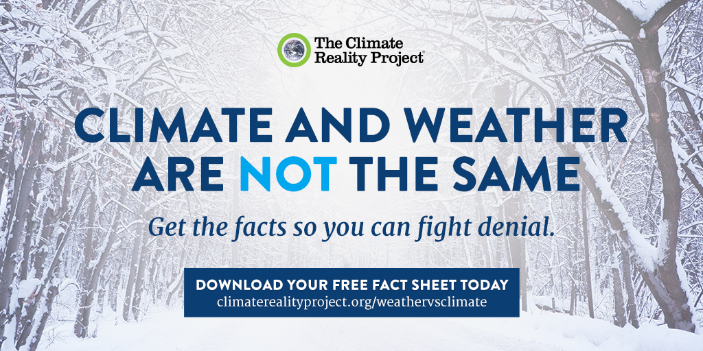 ClimateReality's tweet photo. Knowing the difference between weather and climate is incredibly important to fighting climate denial.  
https://t.co/VAC71qPqJW https://t.co/dYwSw8FvzB