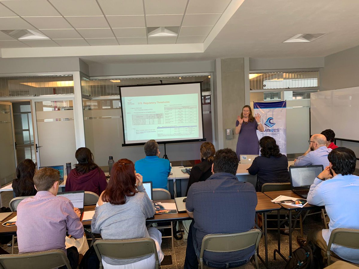 Dr. Andrea Copping presents on current state of science knowledge on environmental impacts from Marine Renewable Energy technologies at #PAMEC2020 workshop advance of tomorrow’s conference opening in San Jose Costa Rica.