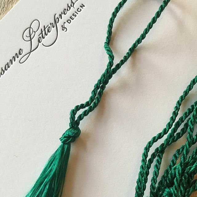 Sesame_LP's tweet photo. We're working on a bookmark/escort card project and just got these pretty, emerald tassels to test out. We’re printing a lot of this shade of green lately! https://t.co/yyM0kxjBhj