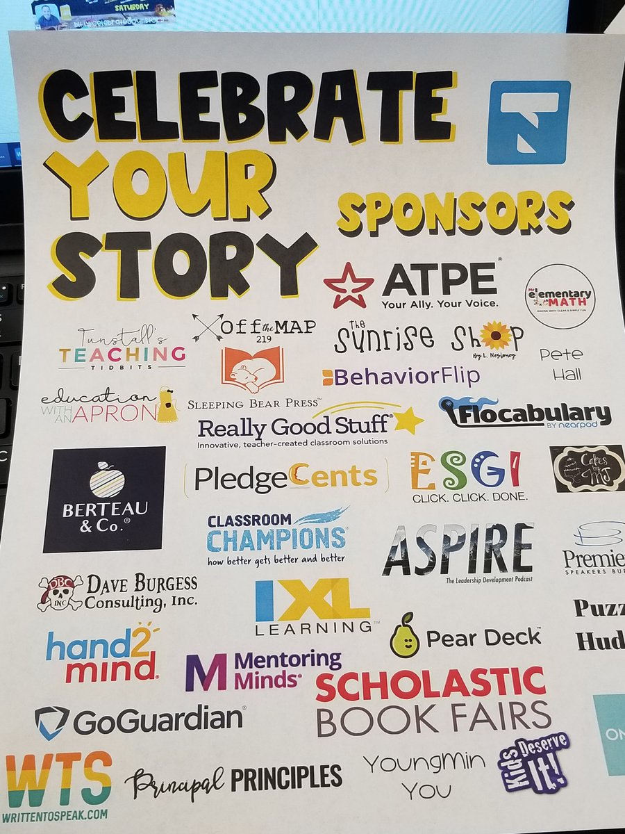 Thank you @OfficialATPE @Flocabulary @PearDeck @IXLLearning @BehaviorFlip @esgisoftware @ScholasticTeach @hand2mind  @PledgeCents @PuzzleHuddle @mentoringminds @ReallyGoodStuff @burgessdave Cant wait to check out all these vendors! #supportingeducators #CelebrateYourStory