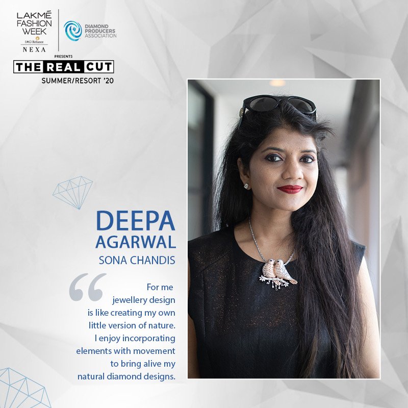 LakmeFashionWk's tweet photo. Presenting the winners for The Real Cut Season 3 by Diamond Producers Association and #LakmeFashionWeek - congratulations to Deepa Agarwal of Sona Chandis.
@Realisadiamond
#RealisRare #RealisaDiamond #TheRealCut #LFWSR20 #5DaysOfFashion https://t.co/Xsr24UqYfC