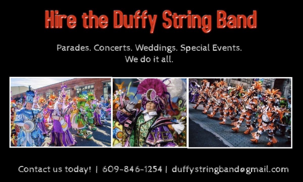DuffyStringBand's tweet photo. Let’s make some Mummeries! Hire the Duffy String Band for your next event! #mummers #mummeries #philadelphia #parade #wedding #party #concert https://t.co/LUIOFvq6LC