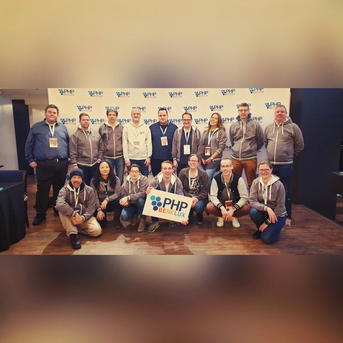 The obligatory <a href="/phpbenelux/">PHPBenelux</a> group photo at #phpbnl20. The heroines and heros who are making sure the conference is an amazing event. 👏