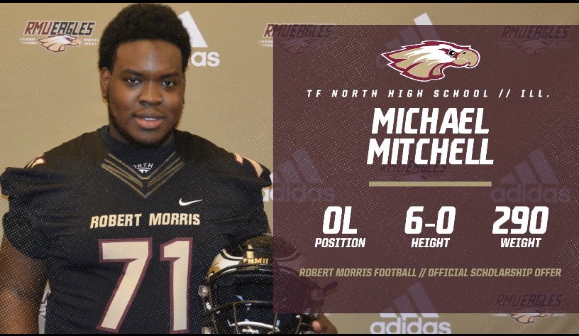 Big_Mike____'s tweet photo. I am blessed to receive my 2nd scholarship offer from Robert Morris University. @EDGYTIM @Lundsanity51   @FBCoachOZ @Tstovall89 https://t.co/6OlwA9fkrU