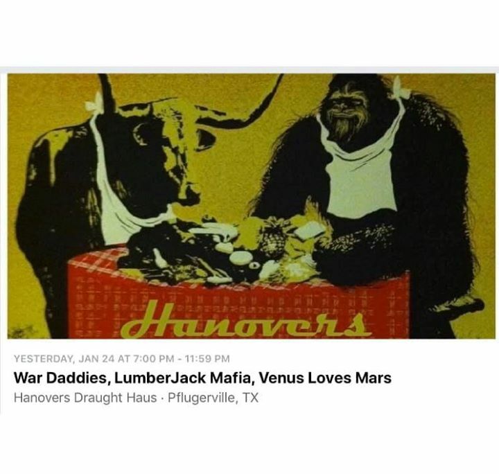 Venus Loves MarsThank you everybody that came out to see this show last nite! 
WarDaddies killed it with lots of love as always! Lumber Jack Mafia made people yell woohooo and kept the crowd for Venus Loves Mars! Plus we had some new peeps say they loved it! Hubby and Wife d…