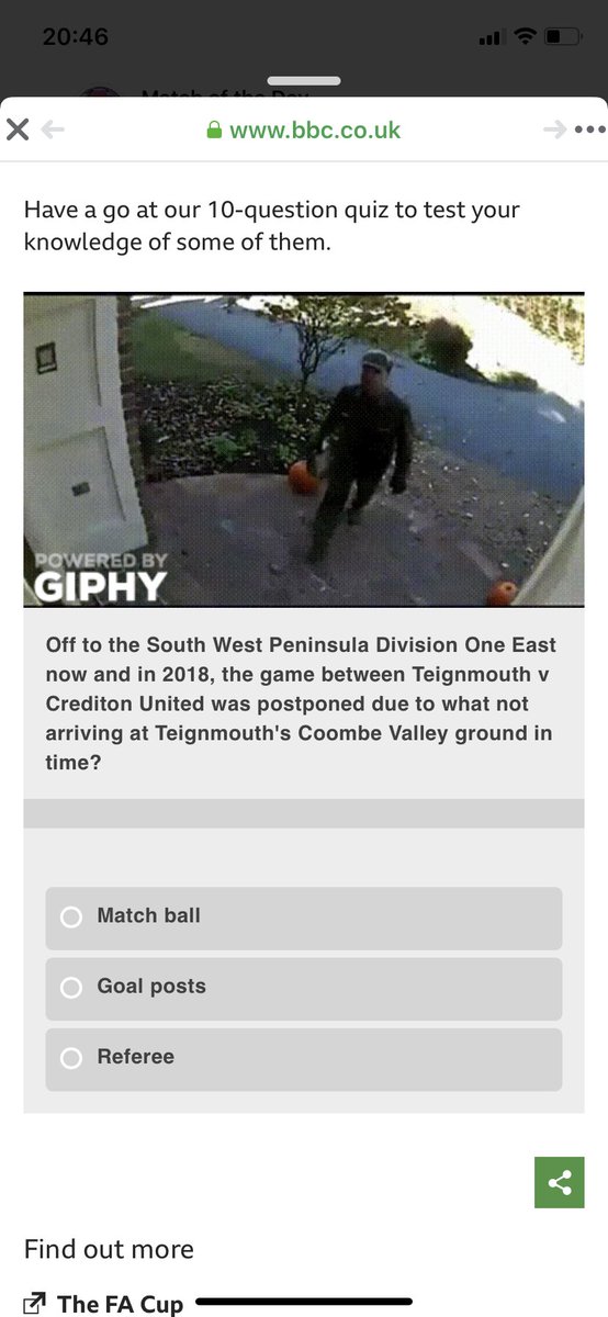 rivotufc7's tweet photo. @TeignsFC doing a quiz about postponements on the @BBCSport website and look what popped up!! 😂😂 https://t.co/EAy5e844ED