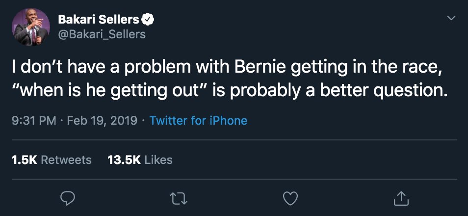 Bakari Sellers was Kamala Harris surrogate and surrogate for Hillary Clinton in 2016. He has disingenuously insisted Bernie has long way to go with black voters, despite contrary polling.See how Sellers welcomed Bernie to the DNC primary when he announced his 2020 campaign.