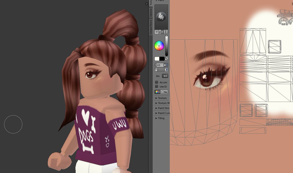 Evilartist A Twitter Oh And I Made Another Hair Too Playing Around W Blender Painting And Made A Cute Eye I Wonder Who Inspired Me To Make This Hair Xd Robloxugc - make it bun dem roblox id