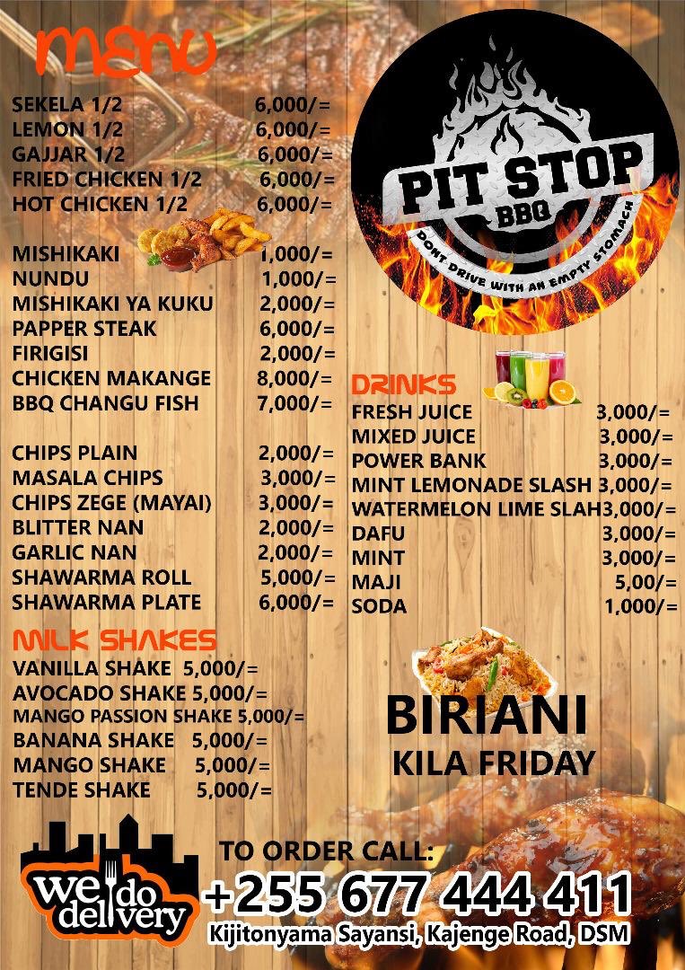 ItsMe_Jabeer's tweet photo. #PitStopBBQ Karibuni sana for fresh natural juice na vyakula vingine. Tunapatikana Kijitonyama kama unaelekea shule ya msingi Kijitonyama. 

Please retweet friend ako nae ajulishe friend zake wajulishe friend zao kuwa kuna food point mpya ya kinyamwezi town 🔥🔥 https://t.co/wdnOwUaWNz