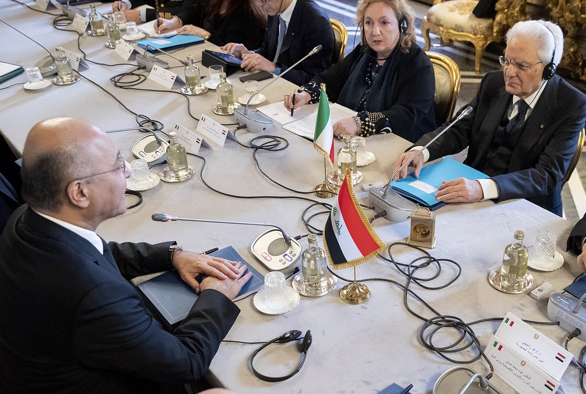 ItalyinIraq's tweet photo. Excellent meetings in Rome with the President of the Republic of #Iraq @BarhamSalih. Yesterday with Prime Minister @GiuseppeConteIT and MOFA @luigidimaio. Today another fruitful conversation with the Italian Head of State #Mattarella. https://t.co/ckJDw8l0hJ