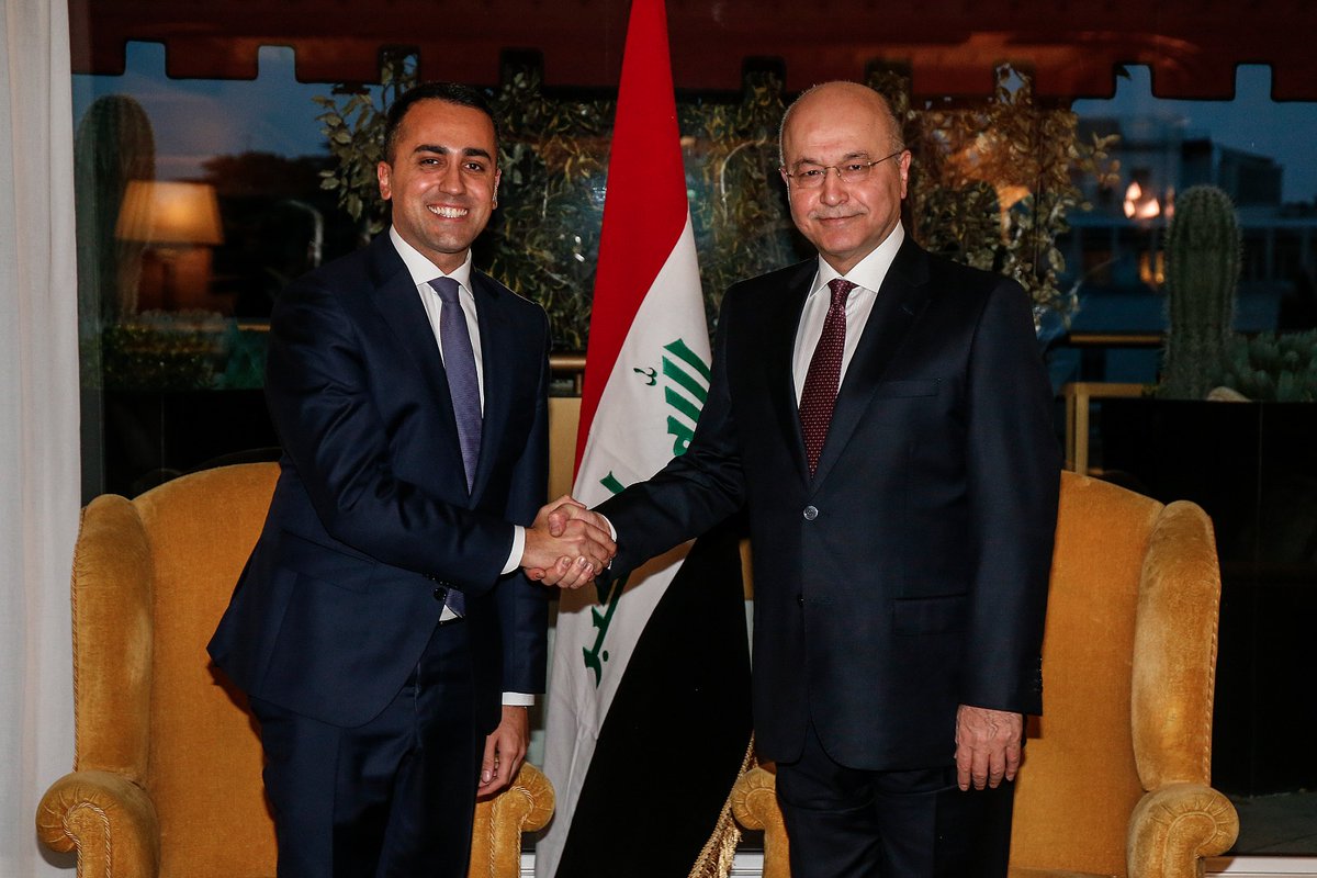 ItalyinIraq's tweet photo. Excellent meetings in Rome with the President of the Republic of #Iraq @BarhamSalih. Yesterday with Prime Minister @GiuseppeConteIT and MOFA @luigidimaio. Today another fruitful conversation with the Italian Head of State #Mattarella. https://t.co/ckJDw8l0hJ