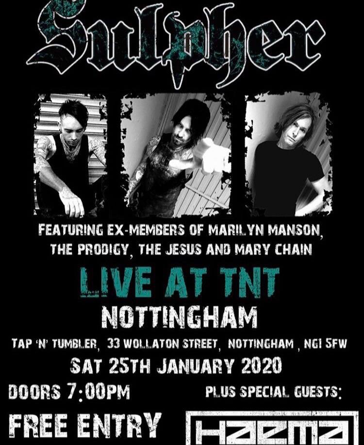 ⚡ TONIGHT SULPHER NOTTINGHAM ‘T N T Tap N Tumbler JAN 25TH /  with guests Haema facebook.com/haemauk/ @haemauk doors: 7:30pm. Info:  0115 941 3414
facebook.com/TapnTumblerNot…
