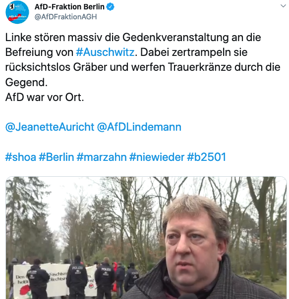 Die AfD hat heute ein Gedenken in #MaHe für #Propaganda missbraucht. Das war schon vor Ort deutlich. Das nun dazu veröffentlichte Video ist voll von Lügen & Verdrehungen, u.a. werden Journalist:innen, die vom AfD-Kamera-Mann bedrängt wurden, als 'Täter' bezeichnet. #NoAfd #b2501