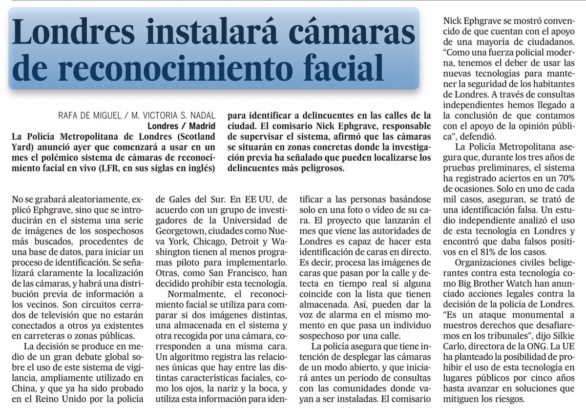 sninobecerra's tweet photo. Un representante sindical ¿podría llegar a ser un ‘individuo sospechoso’? (El País 25.01.2020). https://t.co/QUXHL01SSa