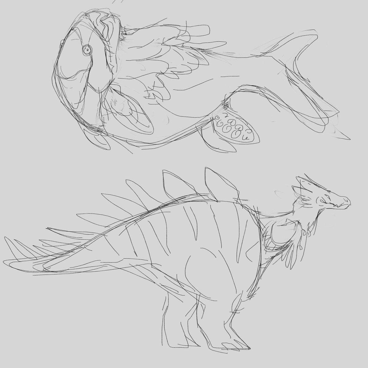 Also doodled a few other fossils last night 