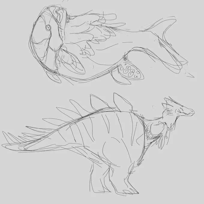 Also doodled a few other fossils last night 