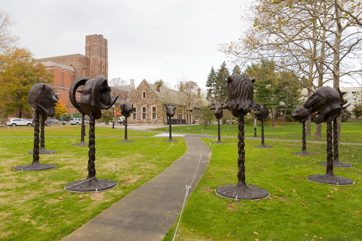 ‪Circle of Animals/Zodiac Heads sculptures created by contemporary Chinese artist Ai Weiwei‬ at Princeton University