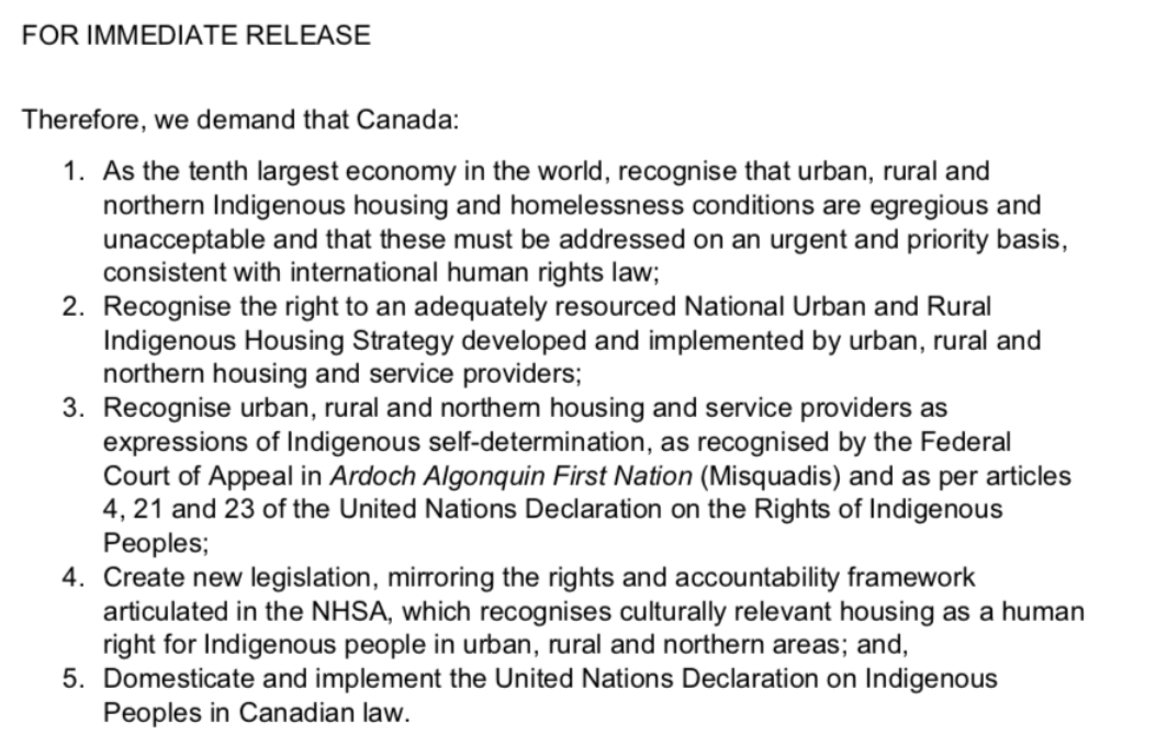 📆46/100

The Federal Gov'ts National Housing Strategy addresses the needs of Metis/First Nations/Inuit but fails to recognize the majority &amp; most vulnerable; the urban #Indigenous Peoples

Here's a plan (tinyurl.com/usk6ma2) #ForIndigenousByIndigenous with five demands ⬇️