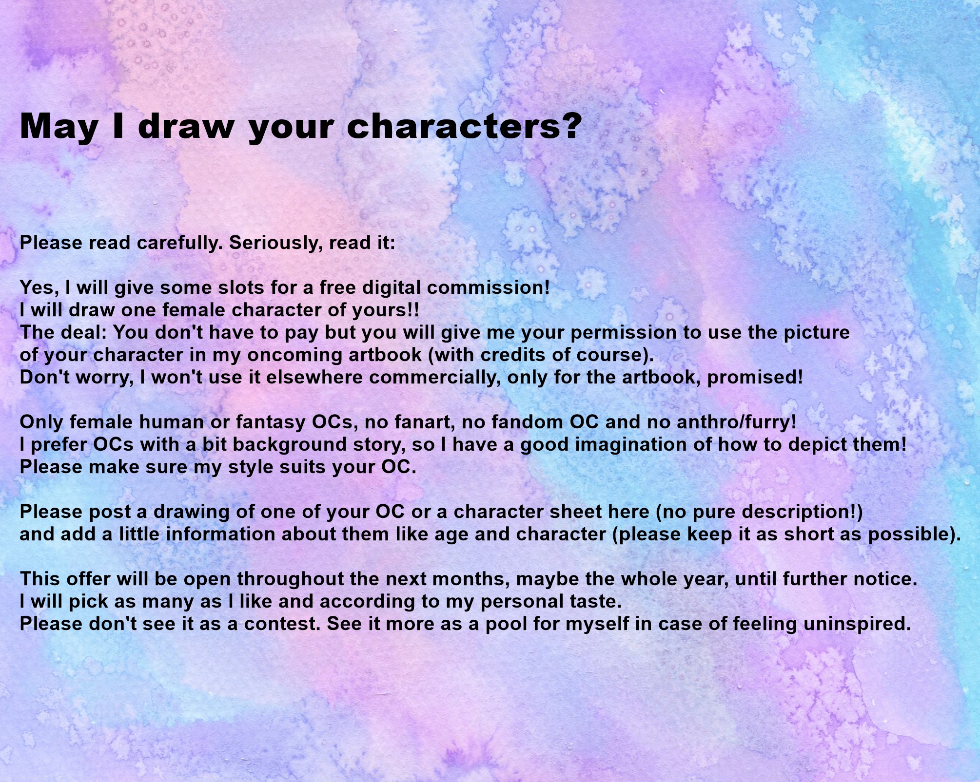 Yenni Vu Auf Twitter May I Draw Your Characters If You Want Me To Draw Your Characters Please Read The Rules Below I Will Pick Some Ocs Now And Then
