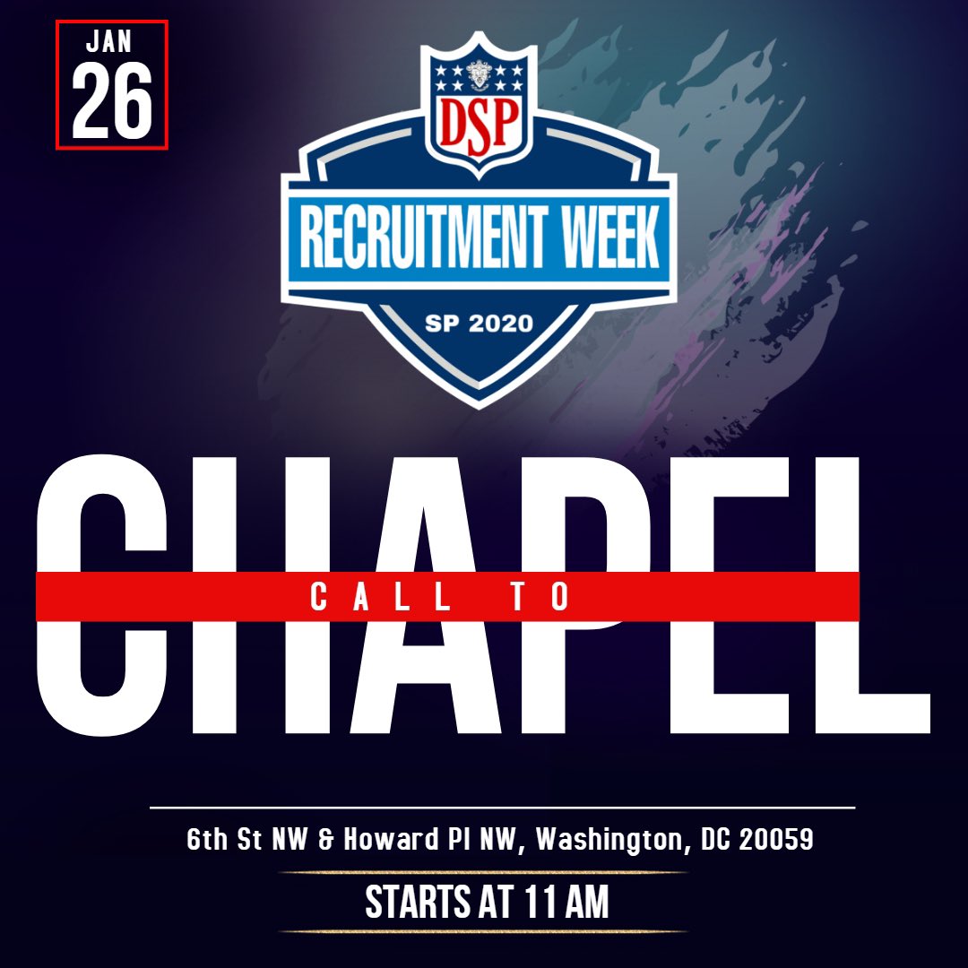 dspiotarho's tweet photo. The DSP Playoffs are finally here‼️ Our Spring 2020 recruitment week beings tomorrow with our call to chapel. Come out to hear more about what we have in store. 

Attire: Business Casual  

#DSPIP #DSPPlayoffs #keepingbusinessintheblack #IotaRho #Spring20 #HU23 #HU22 #HU21 #HU20 https://t.co/mGNw7l1Sn1