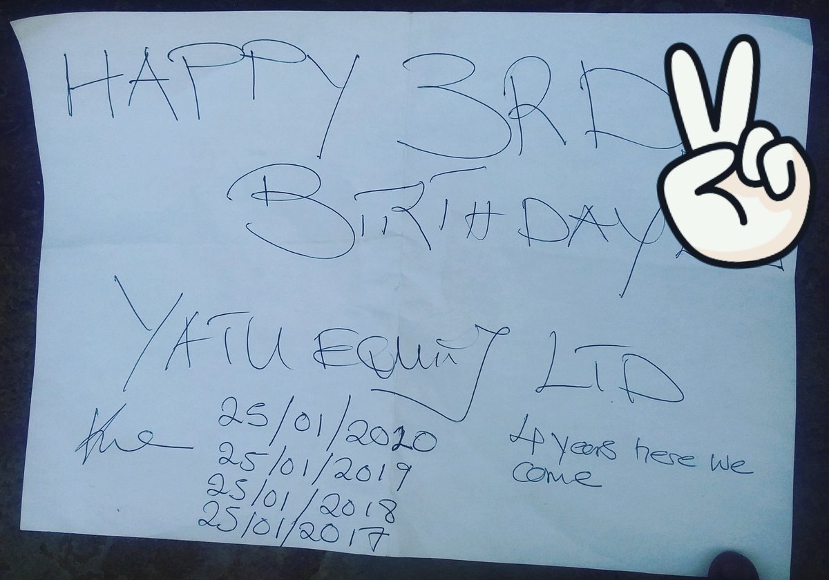 KapaluKamawe's tweet photo. Today our compay #Yatu #Equity turns 3 years old. Its been an awesome journey, ups and downs wins and losses, disppointments and celebrations, at the end of the day we keep going forward. #TheWinningTeam. Now and beyond. https://t.co/jzM6QCOozO