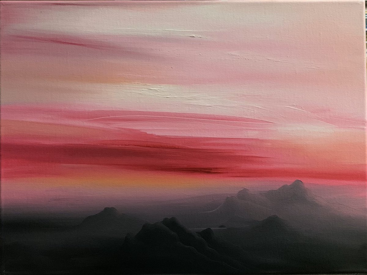 reyesvvl's tweet image. Atardecer. Óleo sobre lienzo 30x40.