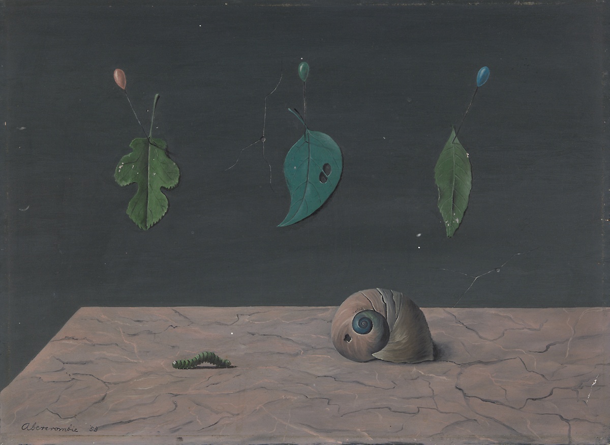Paintings by American surrealist artist Gertrude Abercrombie, 1940s-60s, who trained as a commercial artist and later became active in Chicago's bohemian art and jazz scene (she was also an improvisational pianist)