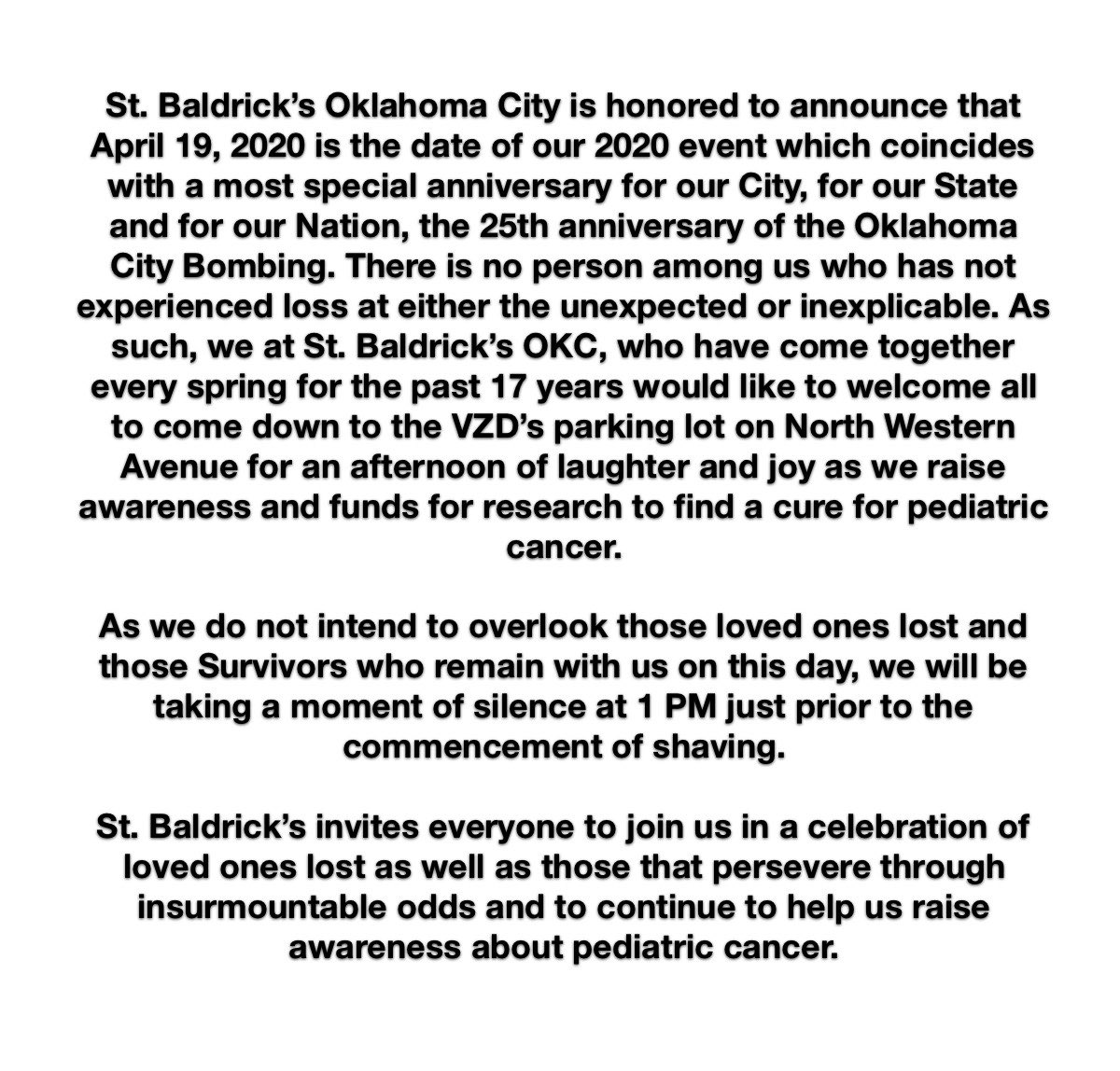 StBaldricksOKC's tweet image. Save the date! #stbaldricks #savethedate #childhoodcancerresearch #rockthebald