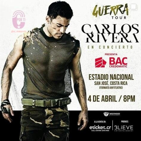 PorTi_SedeQro's tweet photo. Tienen una cita #Riveristas este próximo 4 de #Abril con @_CarlosRivera con su #GuerraTour estará en concierto en el #EstadioNacional #SanJoseCostaRica 8pm no se vale perder!! @_CarlosRivera @jjuarezww @mikenoriega @WestWoodEntt https://t.co/cVye2OJlLY