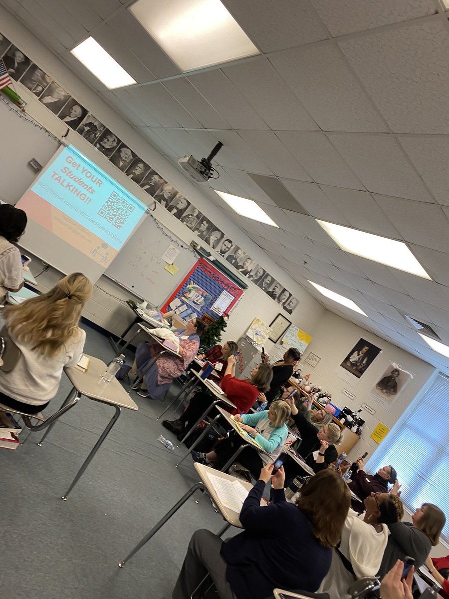 sculbreth's tweet image. My #favorite part of a session...when everyone is capturing the QR code for later!!! Students are going to be talking (&amp;amp; learning) in classrooms next week  #ALNBCT