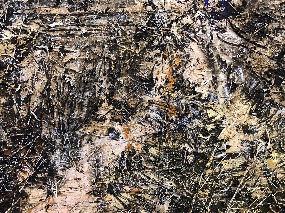 Rather impressed by #AnselmKiefer at @_WhiteCube #Bermondsey. Not convinced by string theory work but I do find the (very!) big #paintings of rutted & burnt fields moving. This was my favourite, called (confusingly) Superstrings, 2018-19, plus details. Ends tomorrow (Sun) sadly.