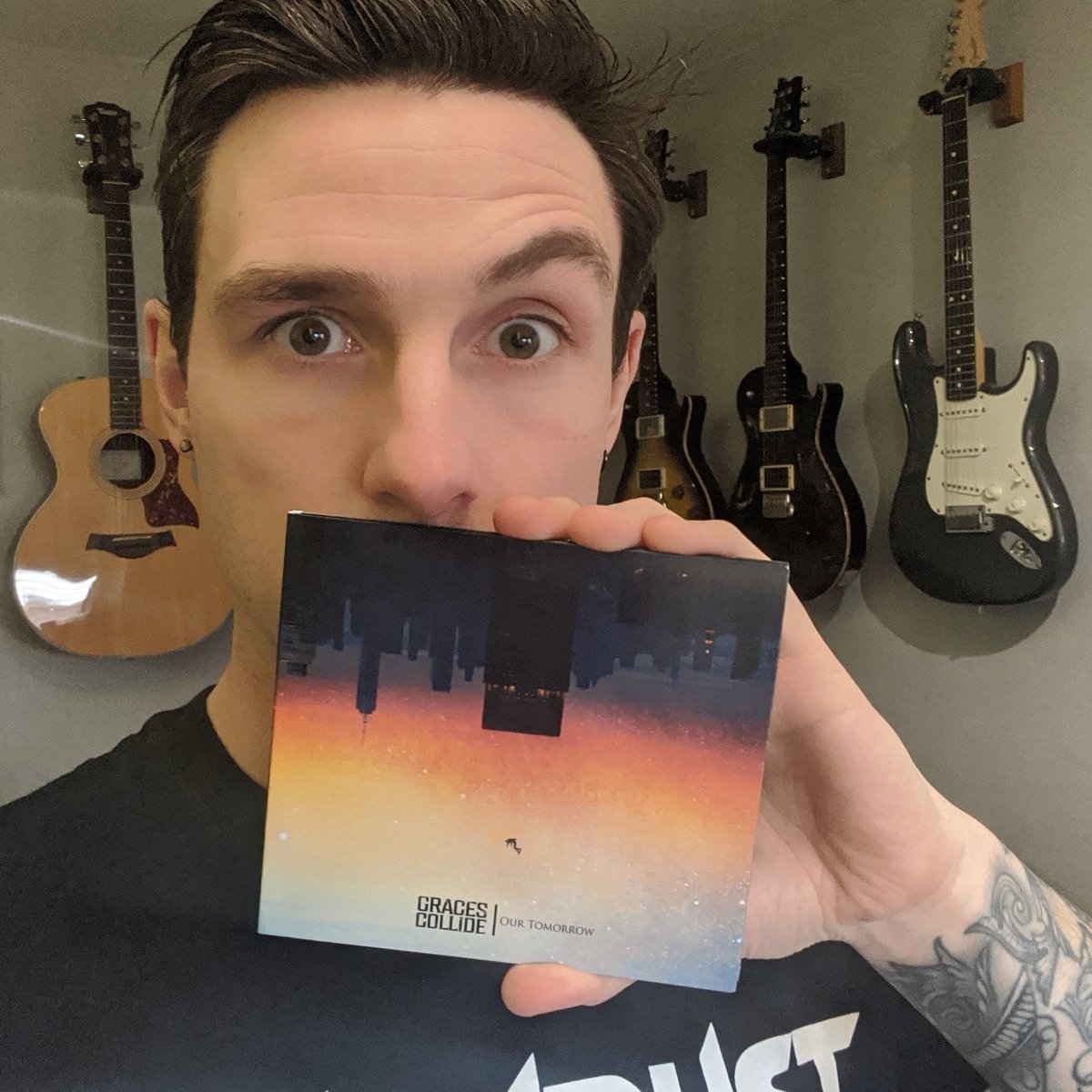 So... We got the first copy of album (Our Tomorrow) through. And wow! We cannot wait to share this with you but.... It's not out will April!!! But you can pre order this little gem over at gracescolllide.com 
🤘🖤🤘🖤🤘

#gracescollide #debutalbum #rock #rockmusic #brighton