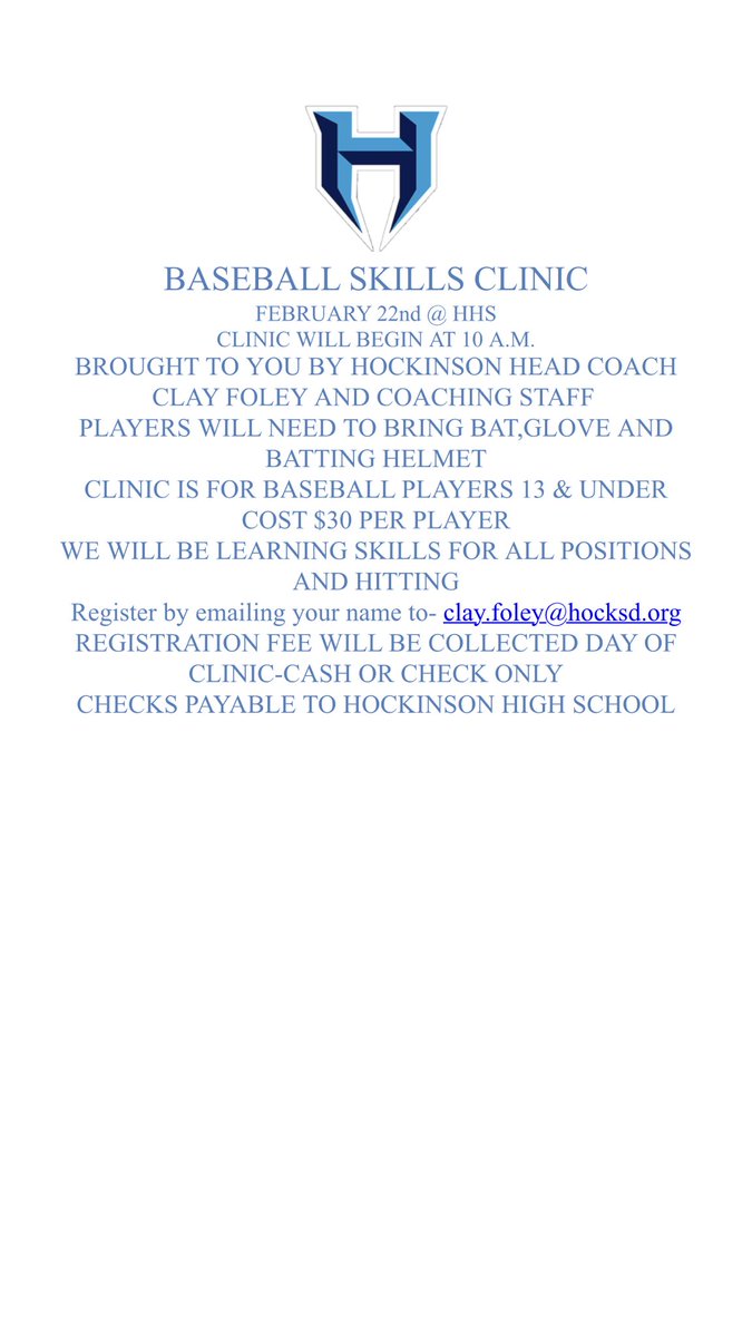It’s not to late to sign up! Email clay.foley@hocksd.org to sign you player up.