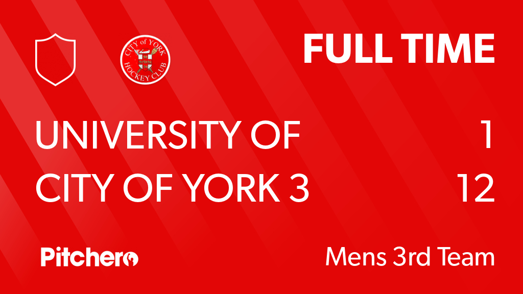 CityofYorkHC's tweet photo. FULL TIME: University of Leeds 1 1 - 12 City of York 3
#UNICIT #Pitchero
https://t.co/OFxpfRheBD https://t.co/3lDSO84ZOK