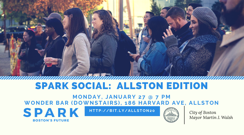 SparkBoston's tweet photo. MONDAY, JANUARY 27!

Come to our upcoming neighborhood social in #Allston! Join us at Wonder Bar's downstairs space to meet your neighbors, friends, #SPARKBoston Council representatives, and @CityOfBoston officials!

RSVP at https://t.co/jer1S77gMs https://t.co/iTHX5RCcnf