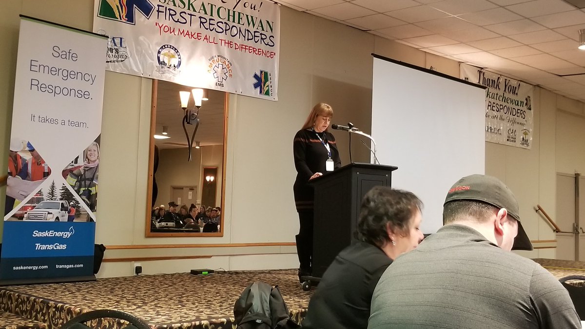 Joined MJ MLAs @greglawrenceSK <a href="/WarrenMichelson/">Warren Michelson</a> to bring greetings on behalf <a href="/SKGov/">Government of Saskatchewan</a> at South SK First Responder Conference in #MooseJaw. Full weekend of training, recertification, prof development, and dynamic speakers. Thank you for your dedication. #volunteers #ssfrcc