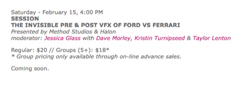halonprevis's tweet photo. Hey #Vancouver 🇨🇦 #teamHalon will be talking #FORDvFERRARI with #MethodStudios at #SPARKFX2020. See you there. https://t.co/GtTrfbxVMV