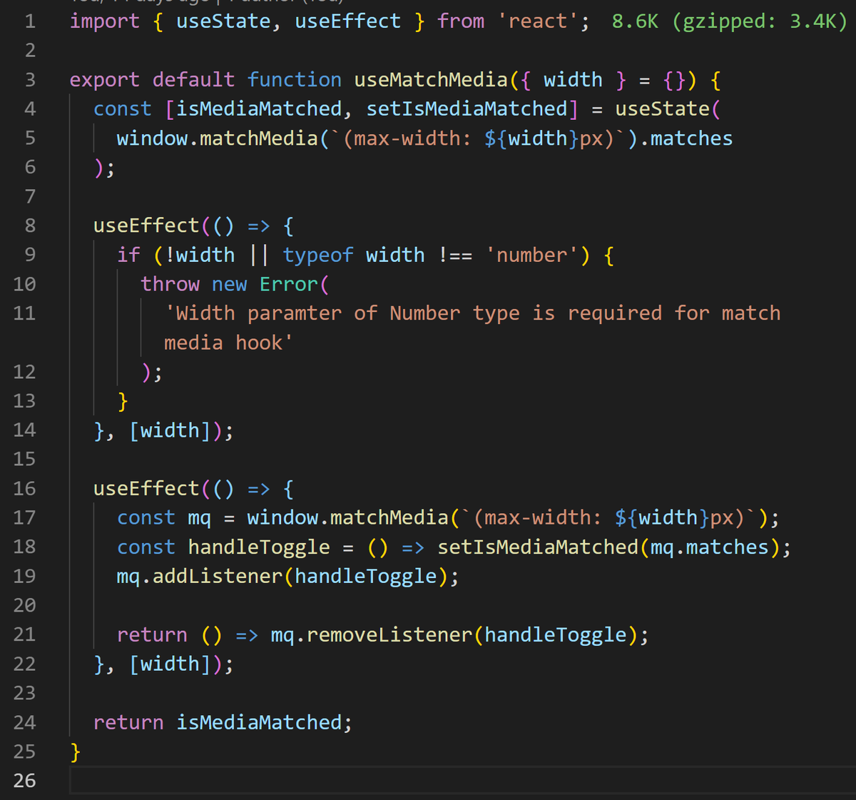RileyB_96's tweet photo. @CodeLantigua They are just another way to re-use stateful logic, much more readable than render props or HOC imo, here's one i've been using in my code base https://t.co/cB2ckA3G25